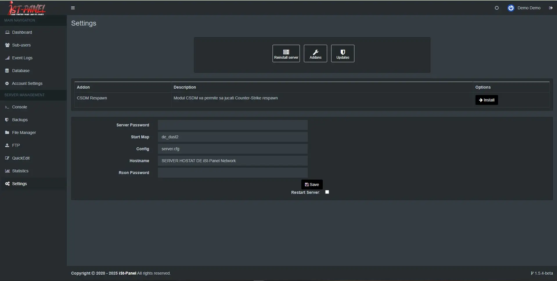 IST-Panel console live